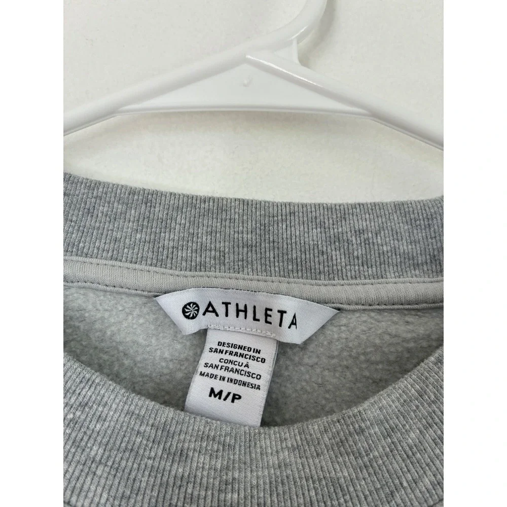 Athleta Coaster Luxe Sweatshirt Womens Medium Grey Crew Neck Fleece Pullover M - Picture 3 of 5